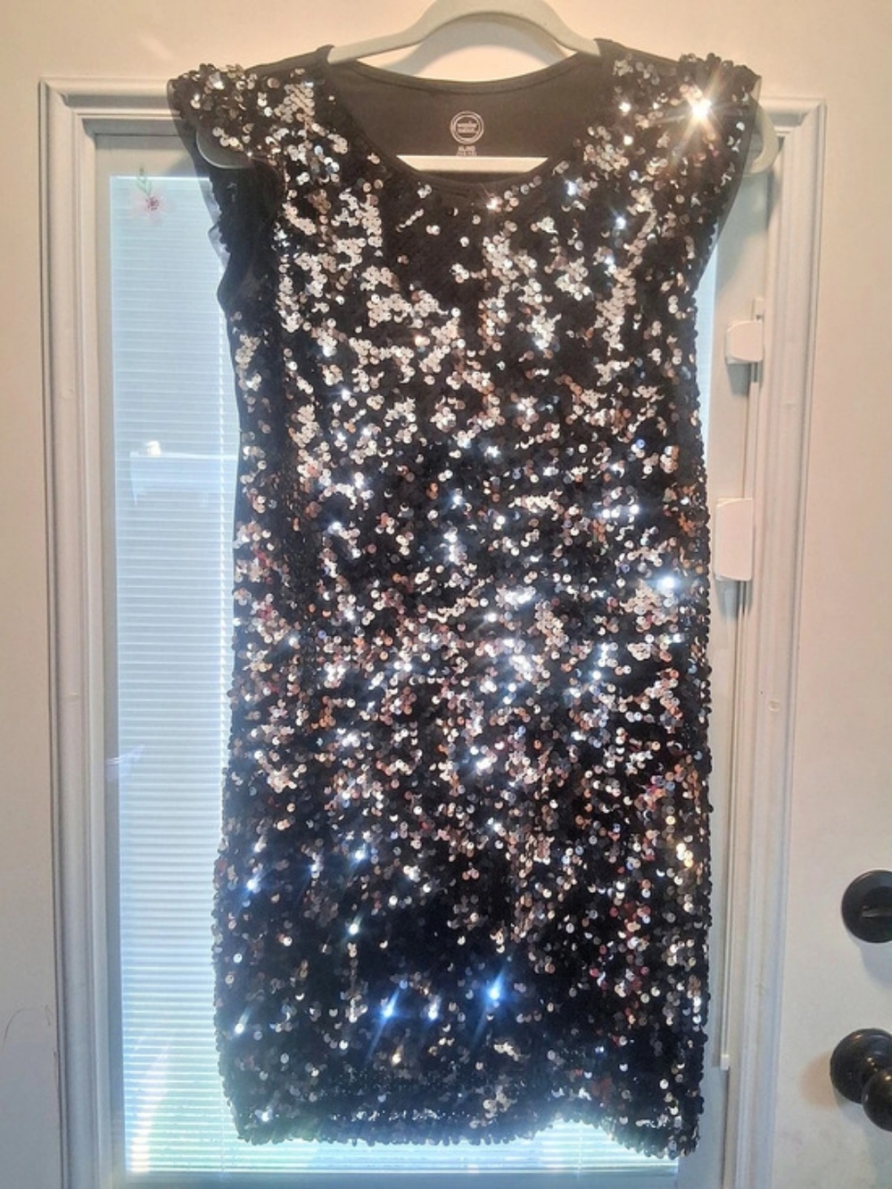 Wonder Nation Sequin Mini Dress in Black & Silver Size 14-16 Like New
